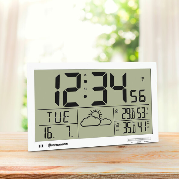 LCD-Wetter-Wanduhr MyTime Jumbo, weiß