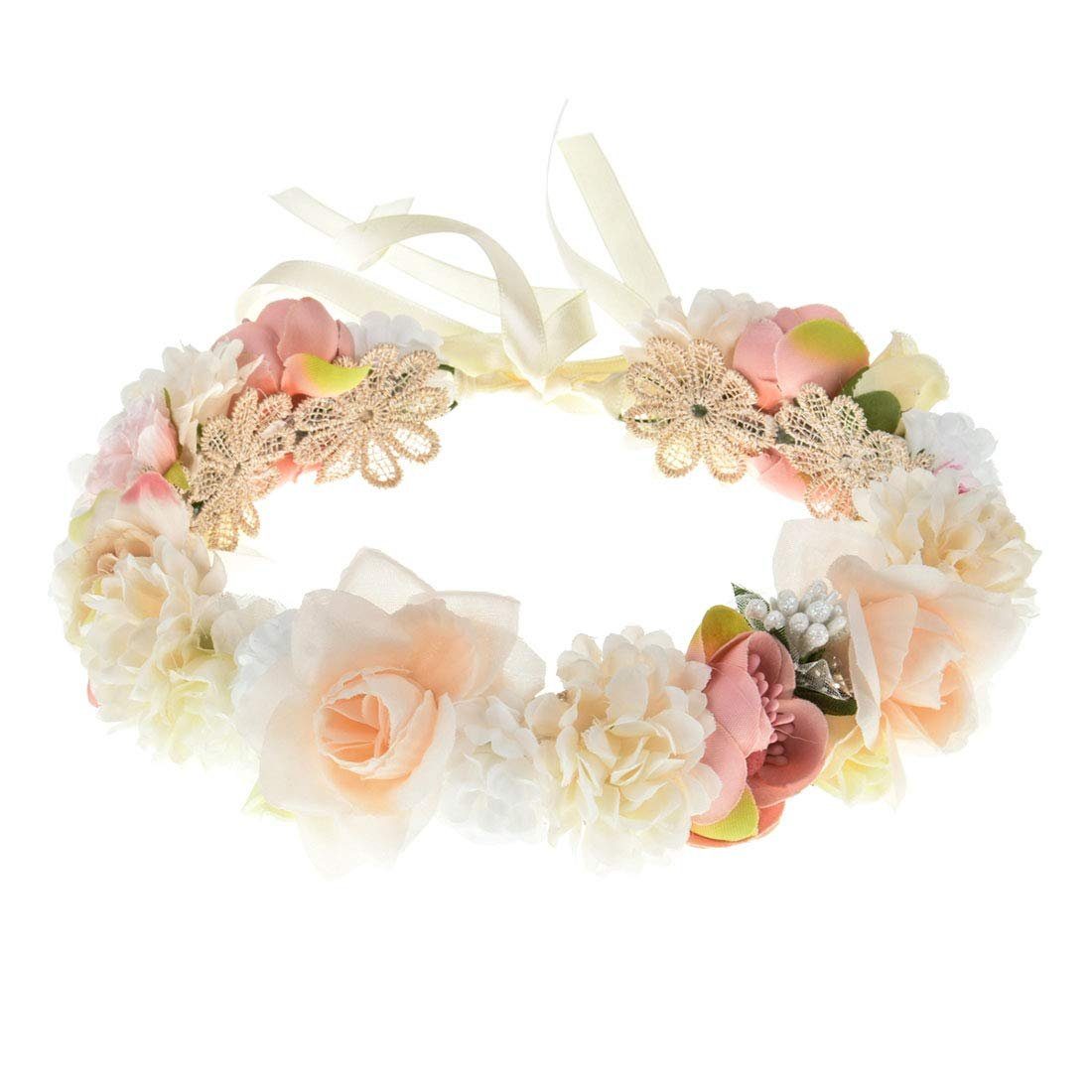 COUNJOYING Haarband Damen Haarband Mädchen Blumenkranz Haare für Hochzeit Party 50cm Lang