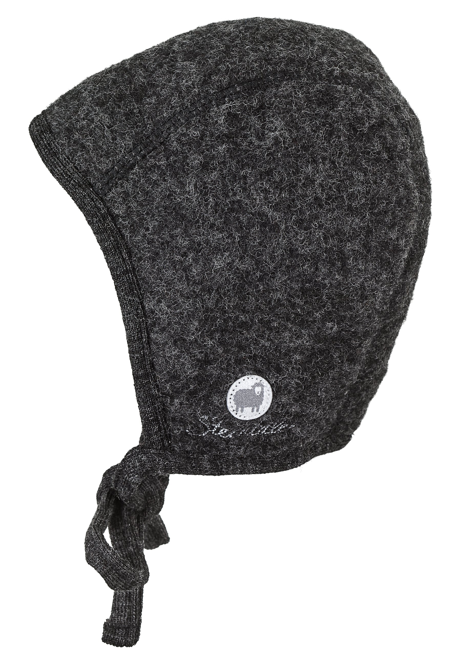 Häubchen aus Wolle (Merino) mit Bindeband