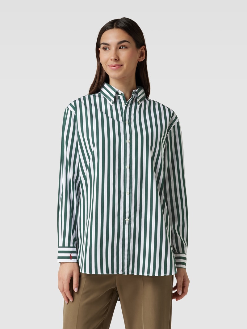 Bluse mit Streifenmuster in olivgrün