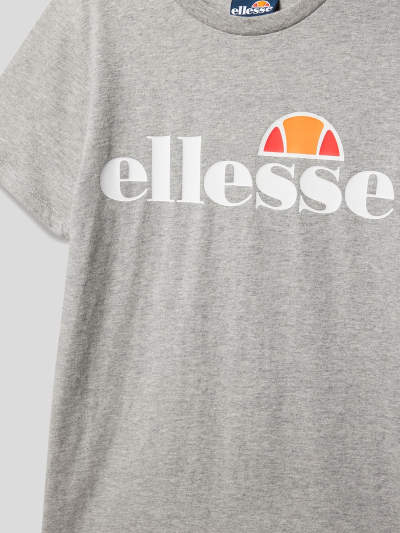 T-Shirt mit Label-Print in mittelgrau meliert