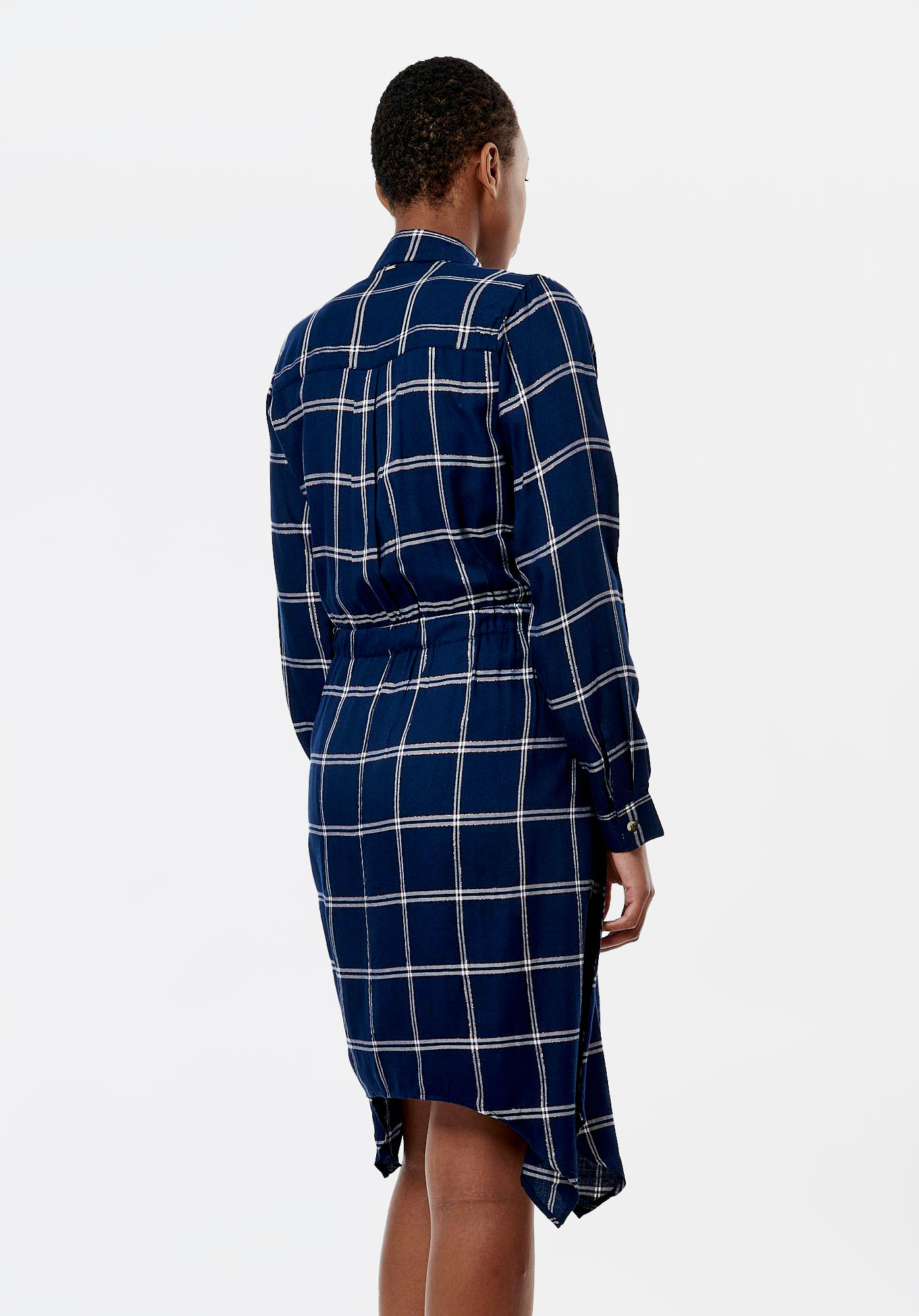 BLAIR  Robe chemise à carreaux bleu marine femme