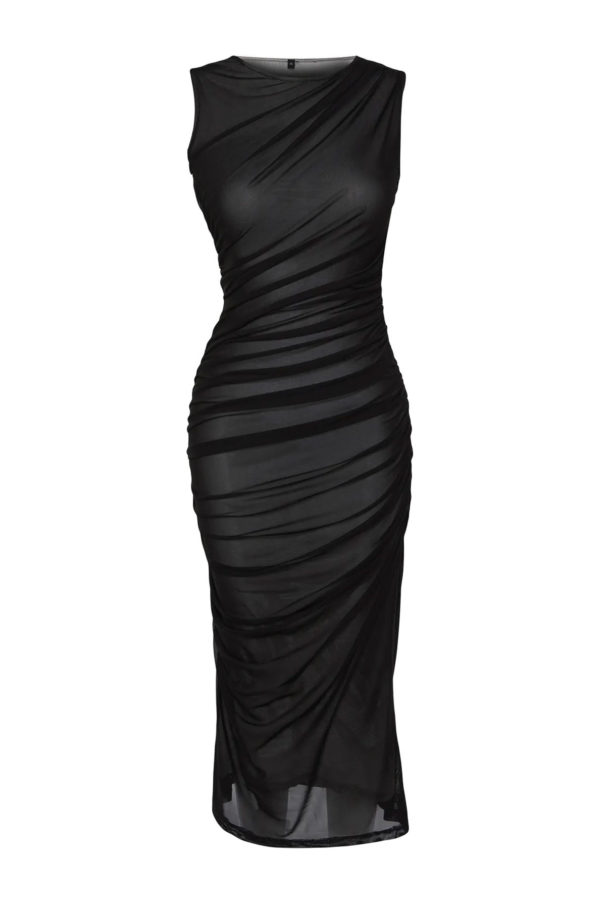 Trendyol Collection  Schwarzes, gestricktes, grau gefüttertes Tüllkleid TPRSS24EL00023