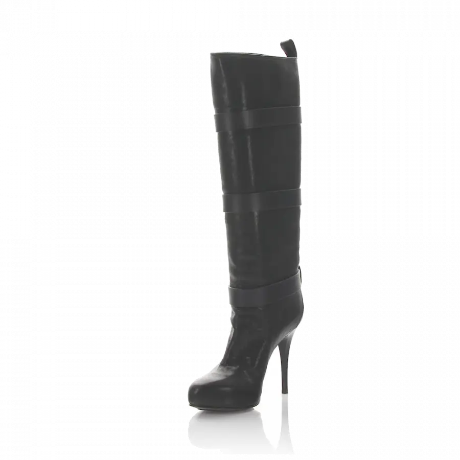 Giuseppe Zanotti - Stiefel Kalbsleder Zierschnalle schwarz - schwarz