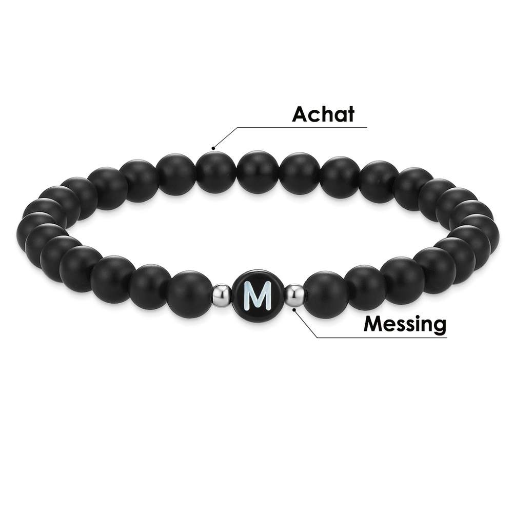 EASTSIDE Bracelet en pierres précieuses Lettres Agate en Noir Bracelet