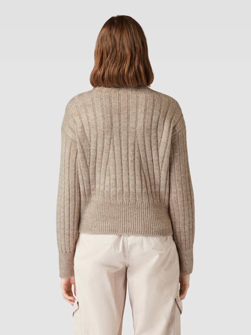 Strickpullover mit Stehkragen Modell 'AGNES' in hellbraun