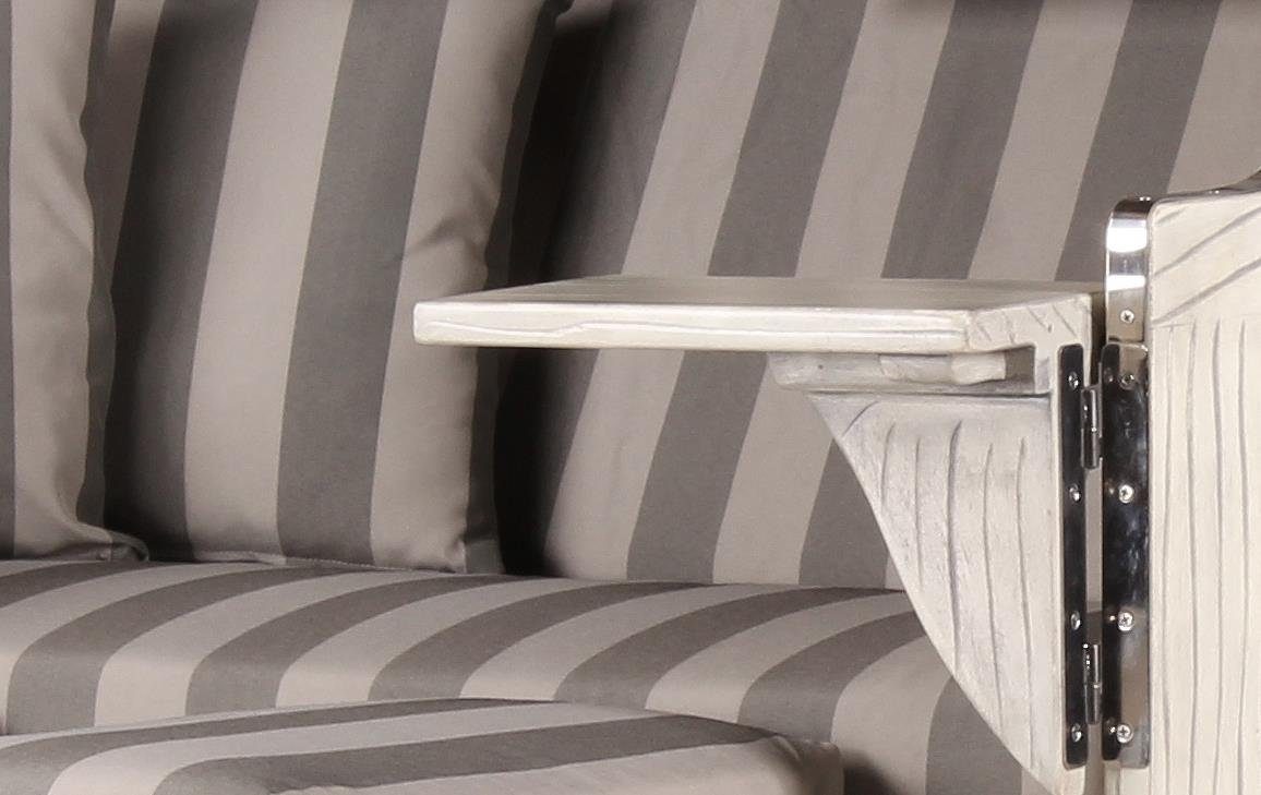 bene living Strandkorb Ammersee Mahagoni - Koboo washed grey - Modell 537, BxTxH: 125x80x165 cm, Volllieger ca. 175 Grad, Ostsee-Strandkorb, inkl. Liftersystem und Bullaugen
