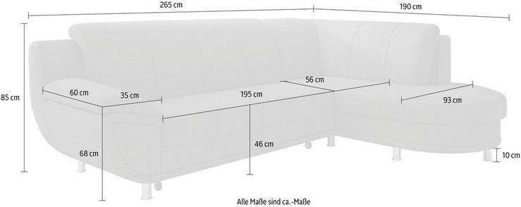 TRENDMANUFAKTUR Ecksofa, wahlweise mit komfortablem Federkern, wahlweise mit Bettfunktion