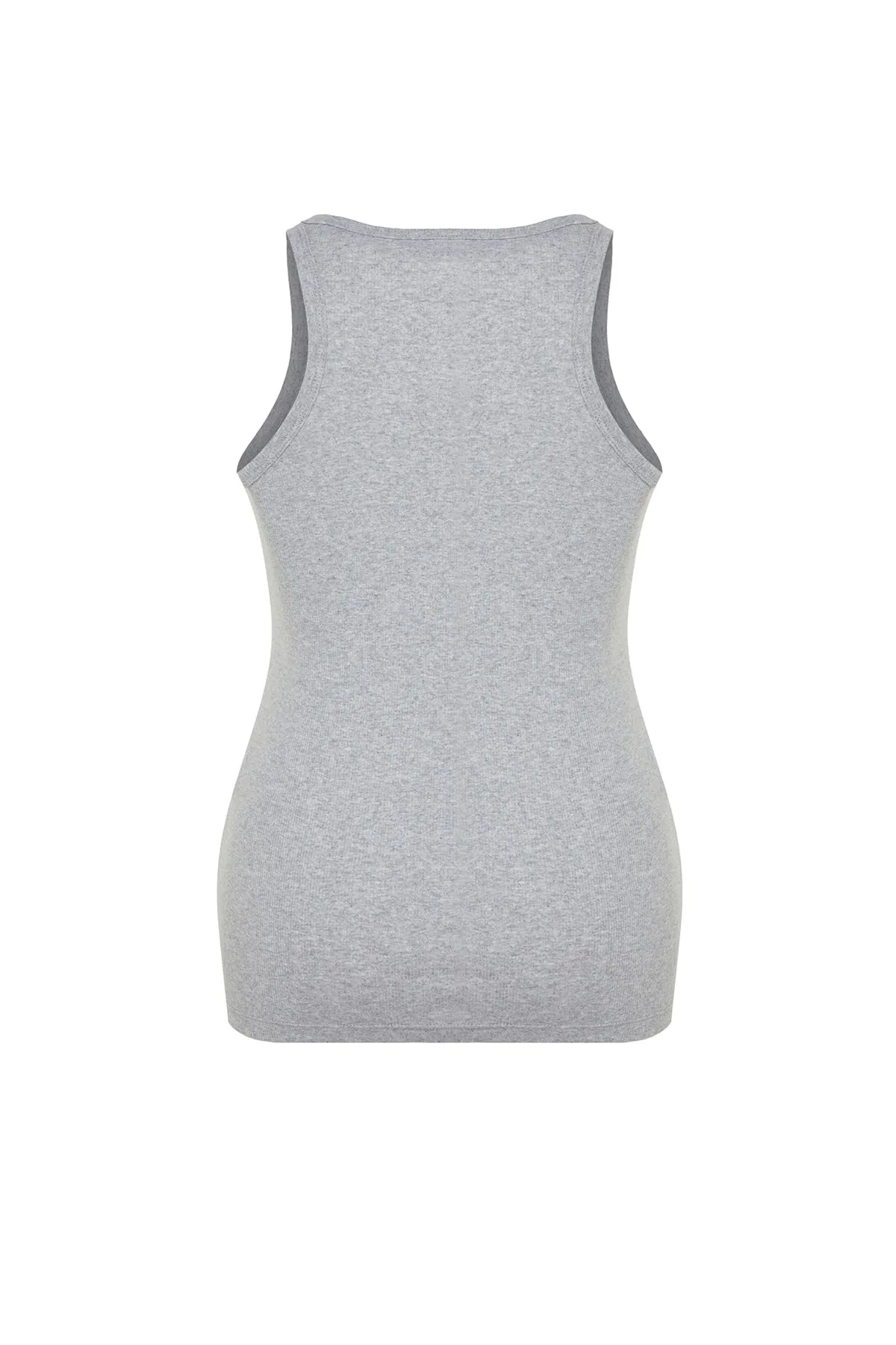 Trendyol Curve  Basic-Strick-Tanktop in Grau-Melange mit Neckholder-Kragen TBBSS23CV00001