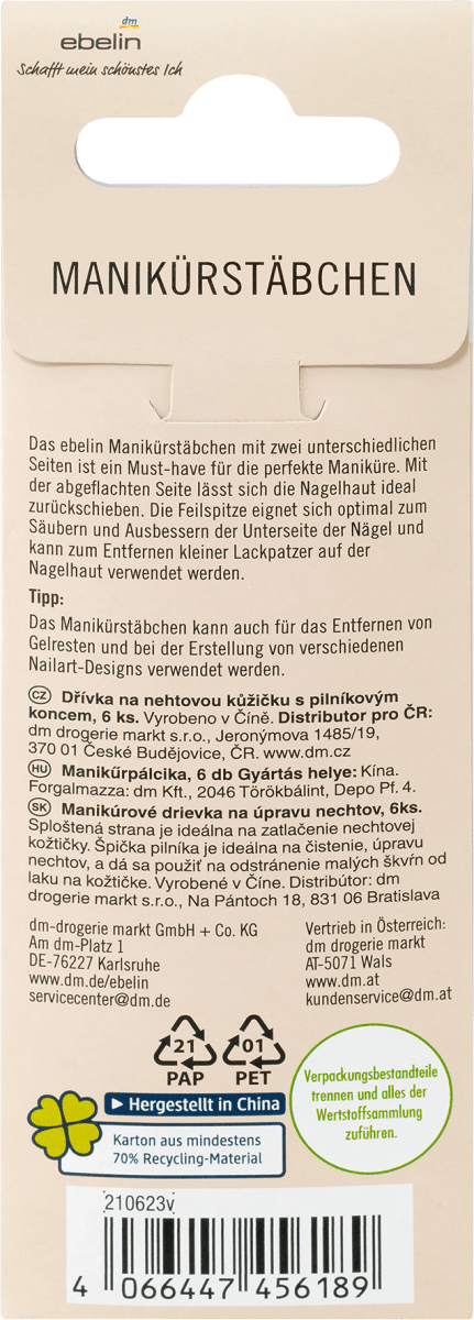 Manikürstäbchen mit Feilspitze, 6 St