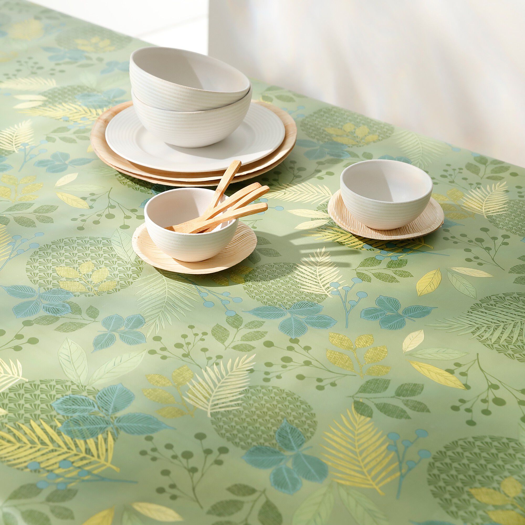 Nappe toile cirée imprimée Feuillages
