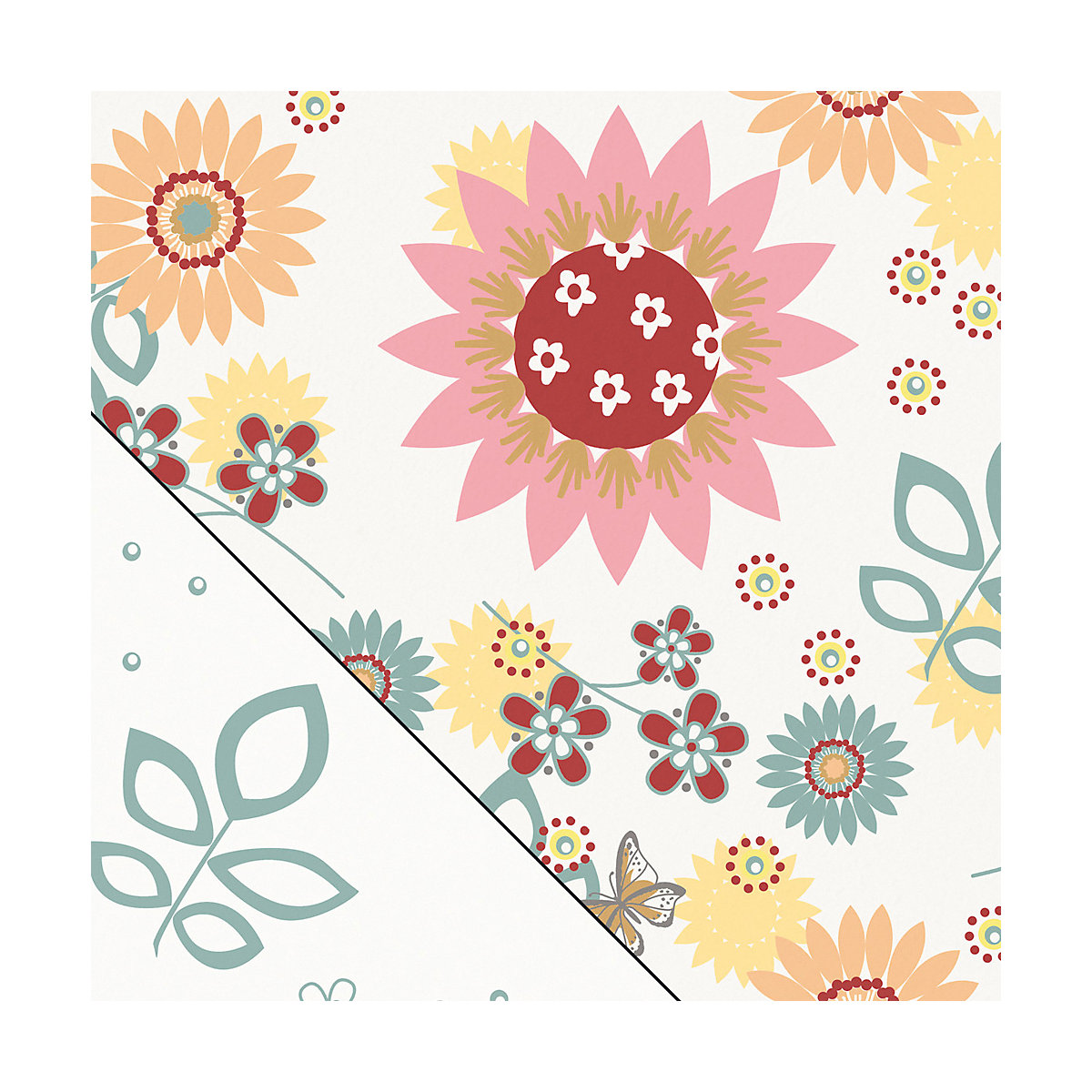 Ersatzbezug für das Original Theraline Stillkissen, 190 x 38 cm, Dessin 80 "Sommerblüten"