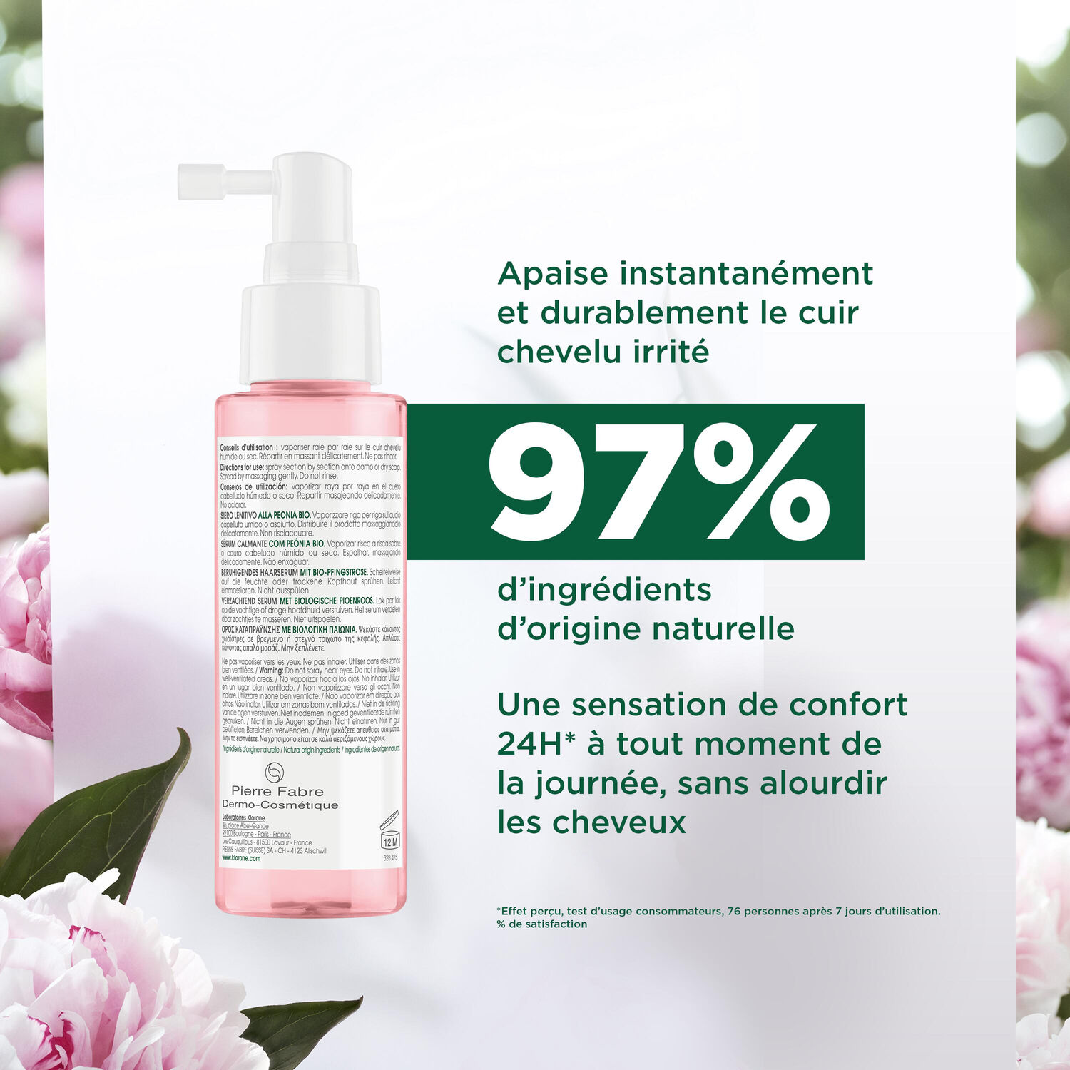 Klorane Sérum Apaisant Pivoine - Cuir chevelu irrité - 100 ml