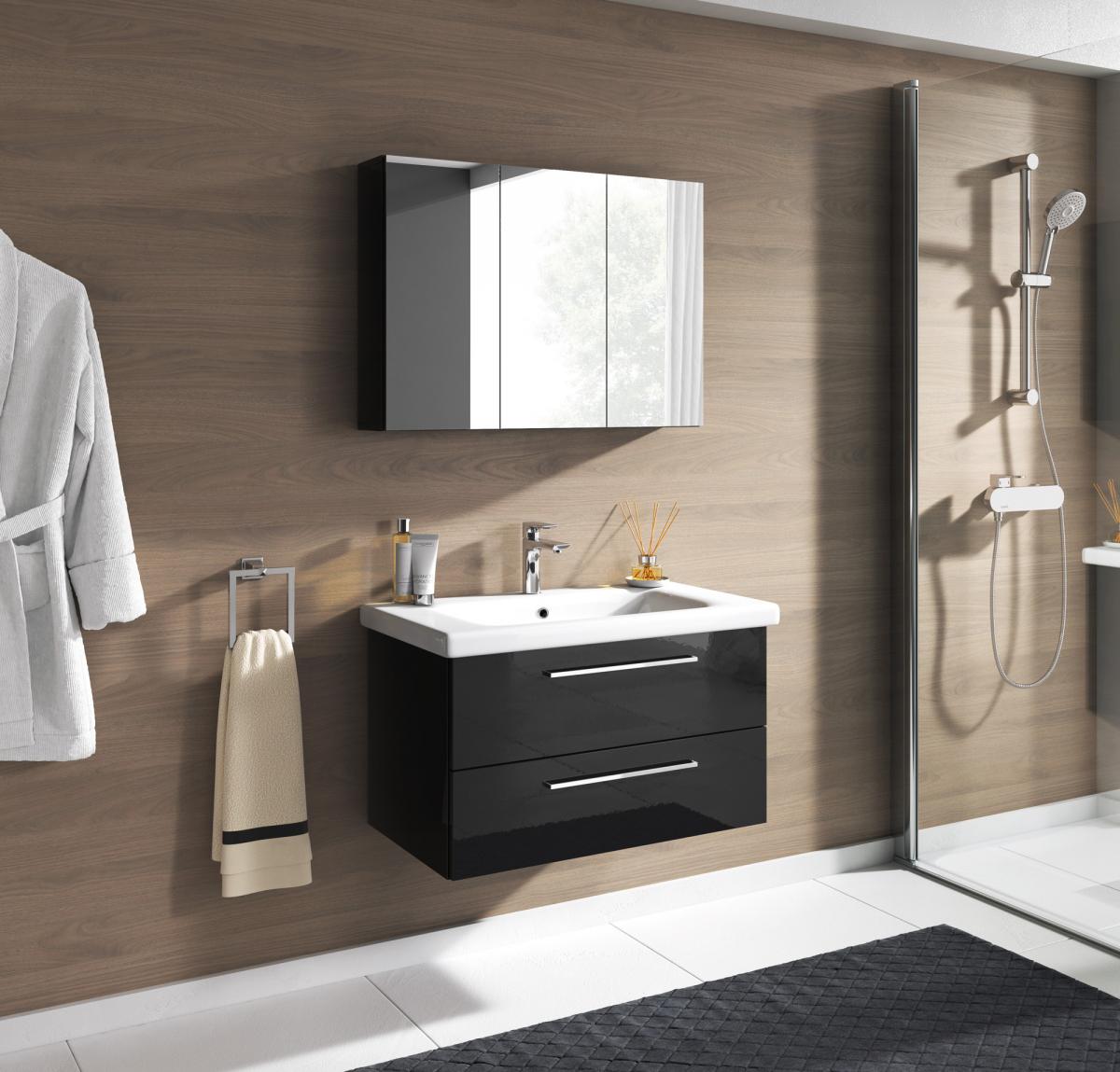 IHG Badmöbel Set Neapel 2 tlg. Hochglanz Schwarz