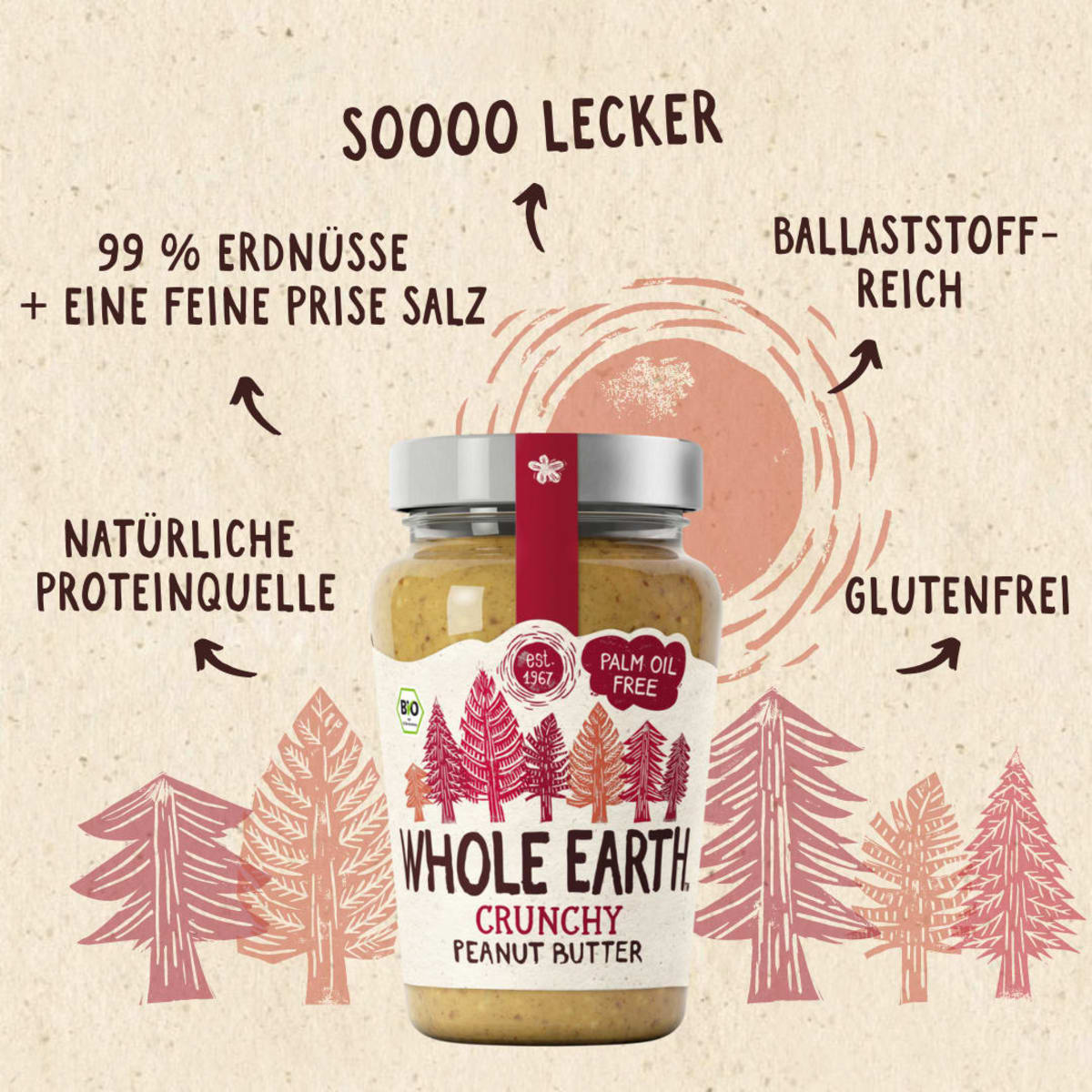 Erdnussbutter, Crunchy Peanut Butter, 340 g