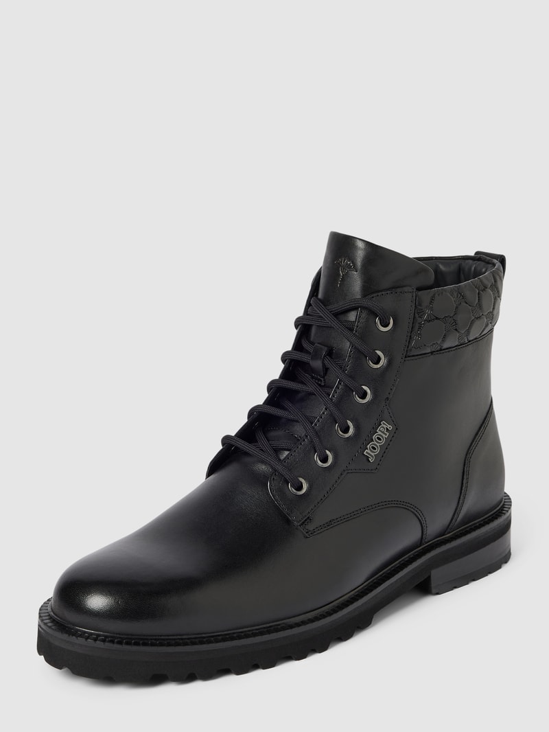 Schnürboots mit Label-Details in schwarz