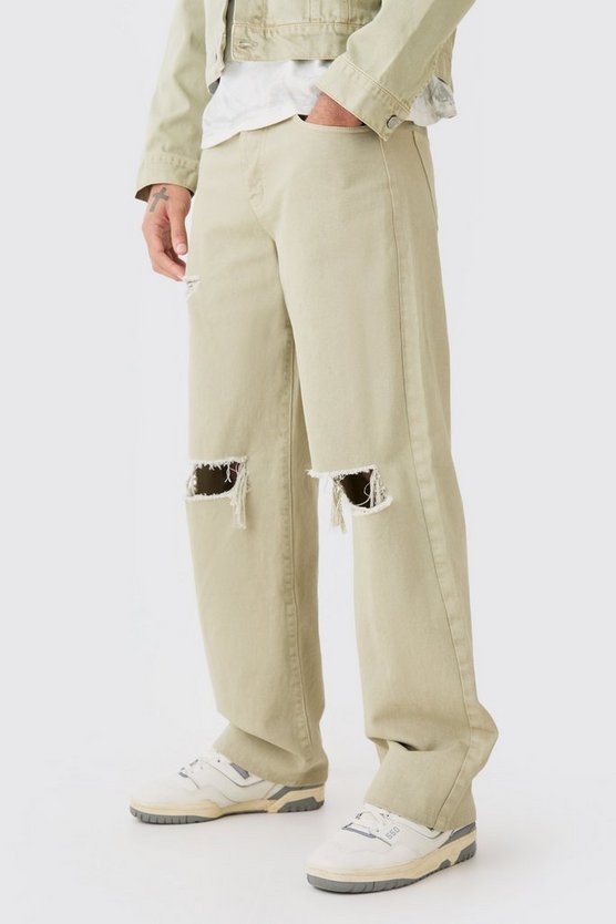Lockere Jeans mit Riss am Knie