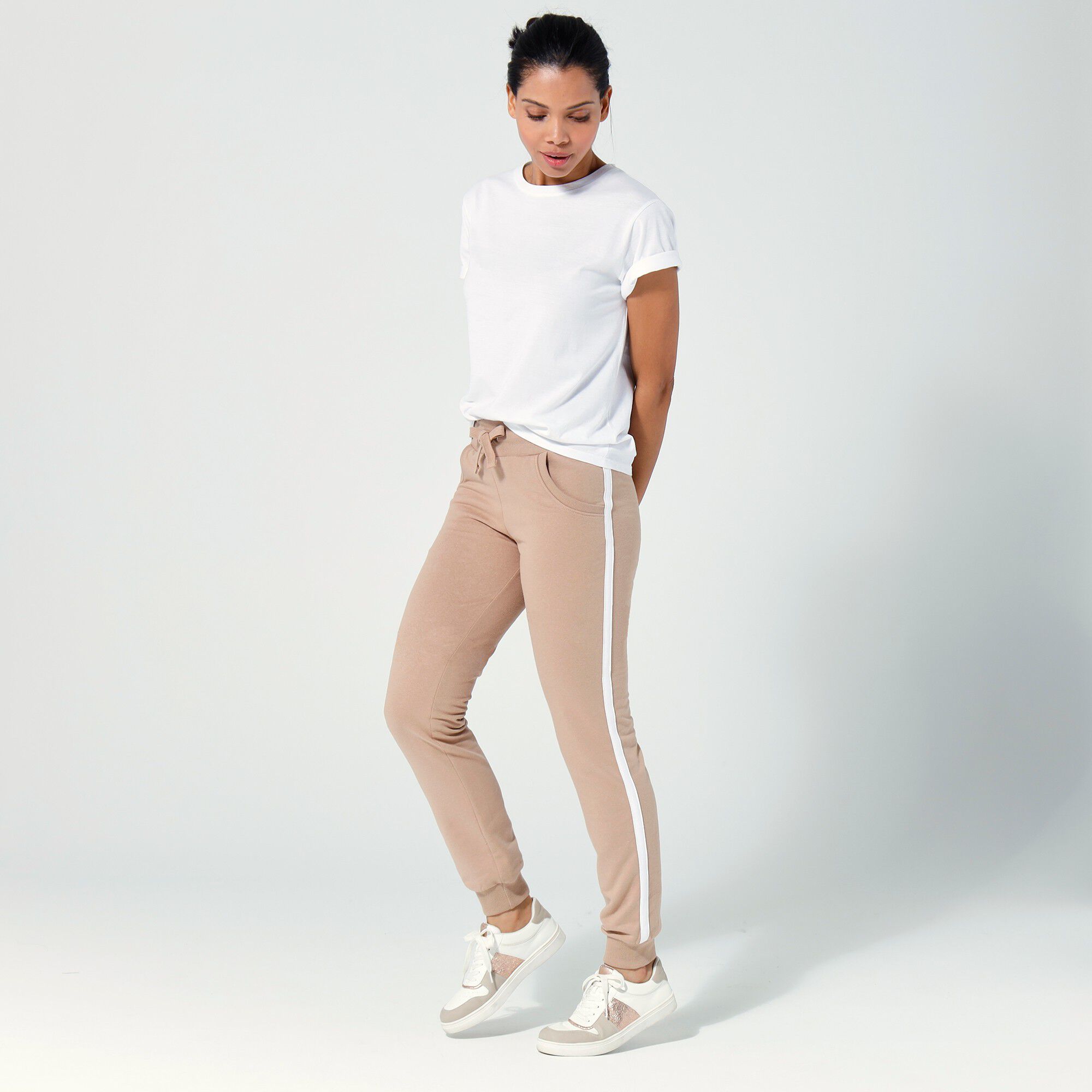Pantalon jogging molleton bicolore