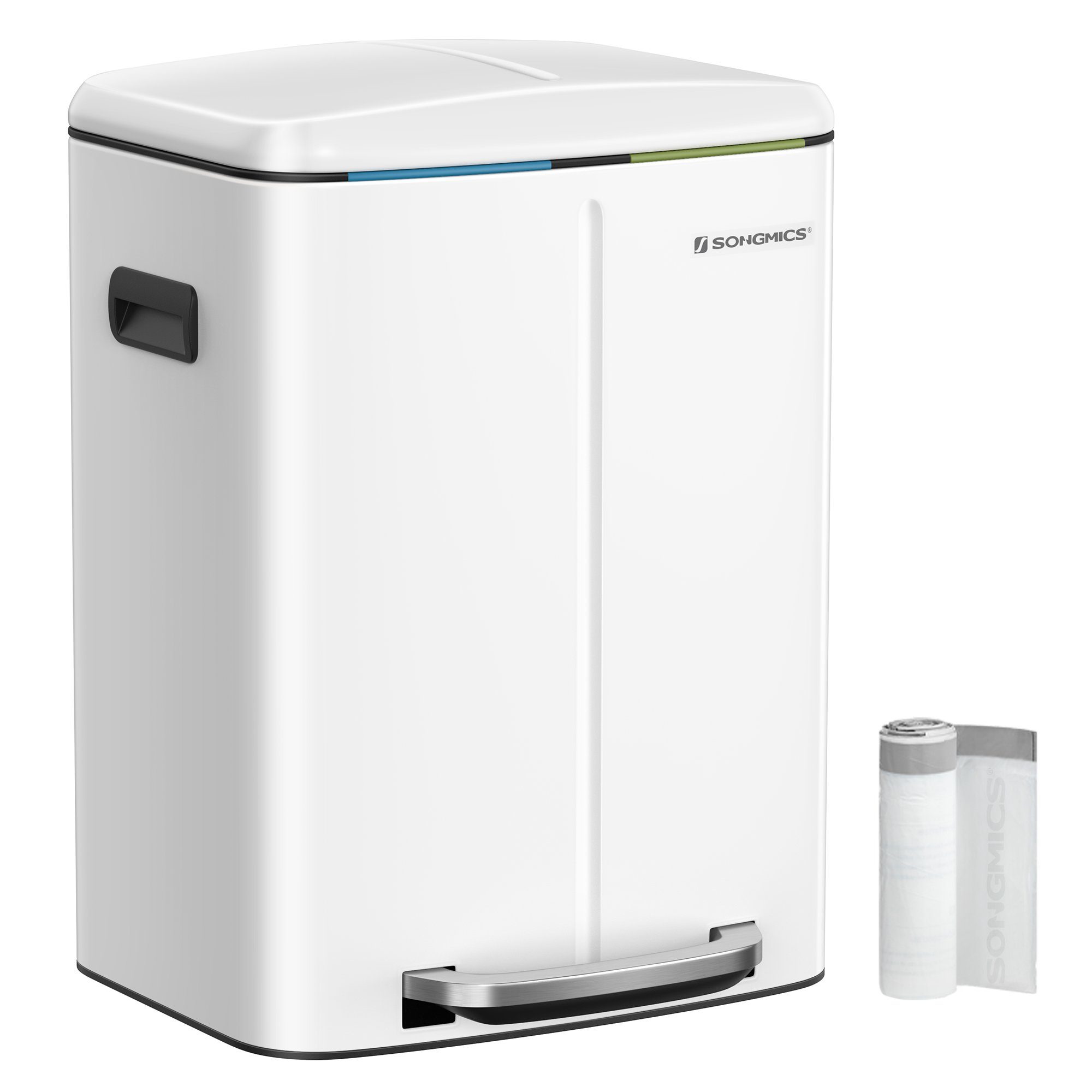 SONGMICS Mülleimer Abfalleimer, 2 x 20 L, Treteimer aus Metall