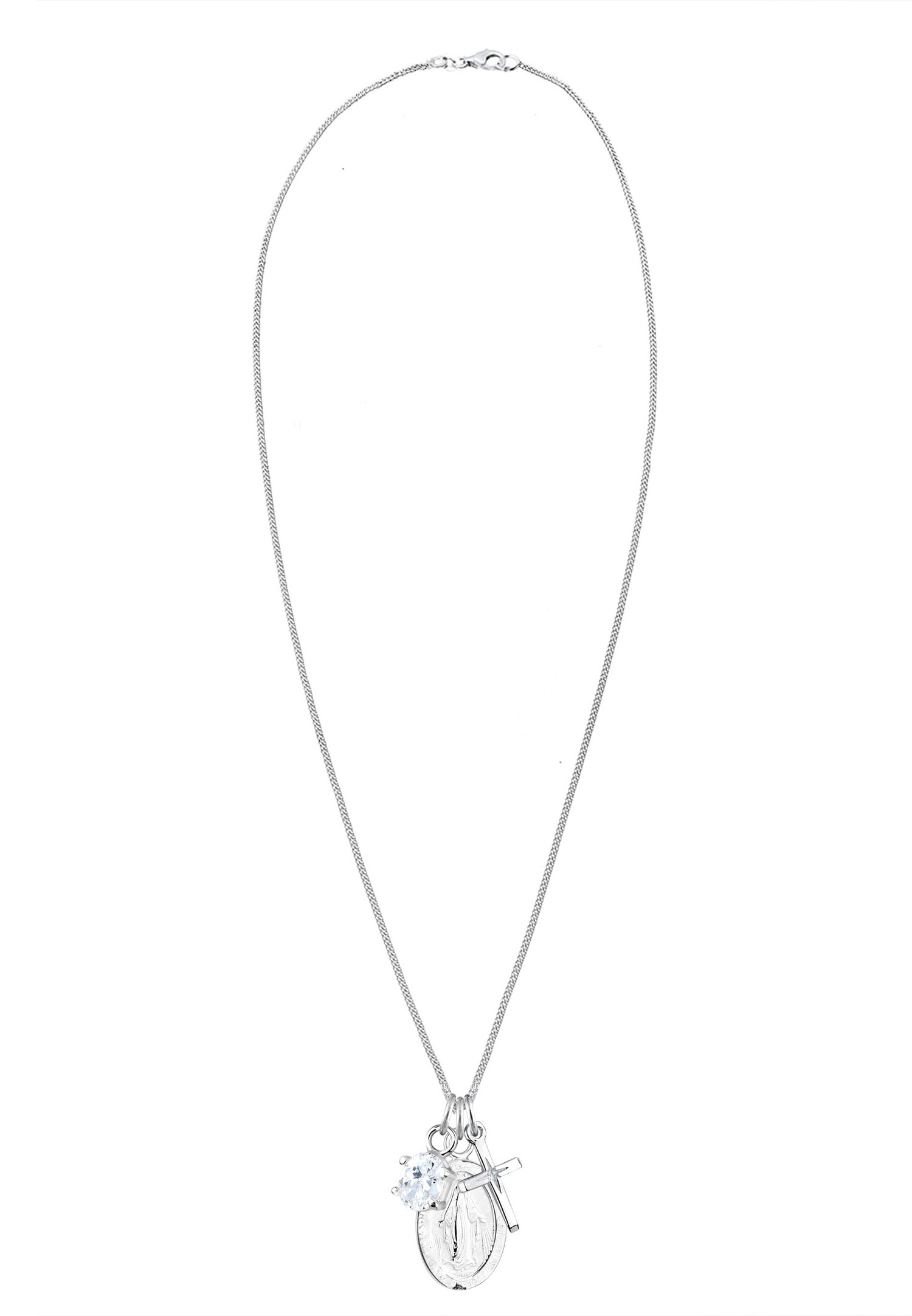 Elli Halskette Marienbild Zirkonia Kreuz 925 Sterling Silber