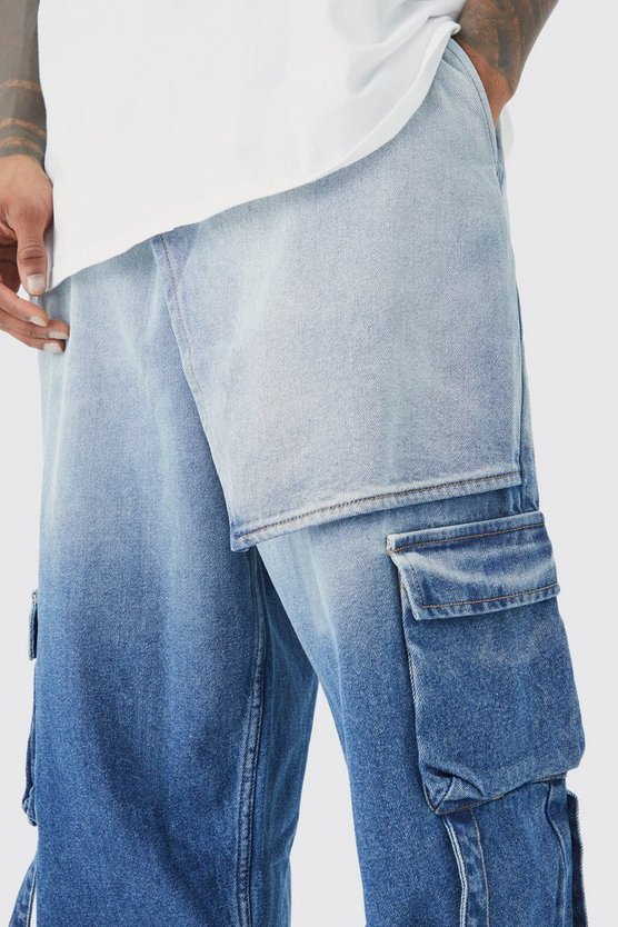 Lockere Jeans mit elastischem Bund und Farbverlauf