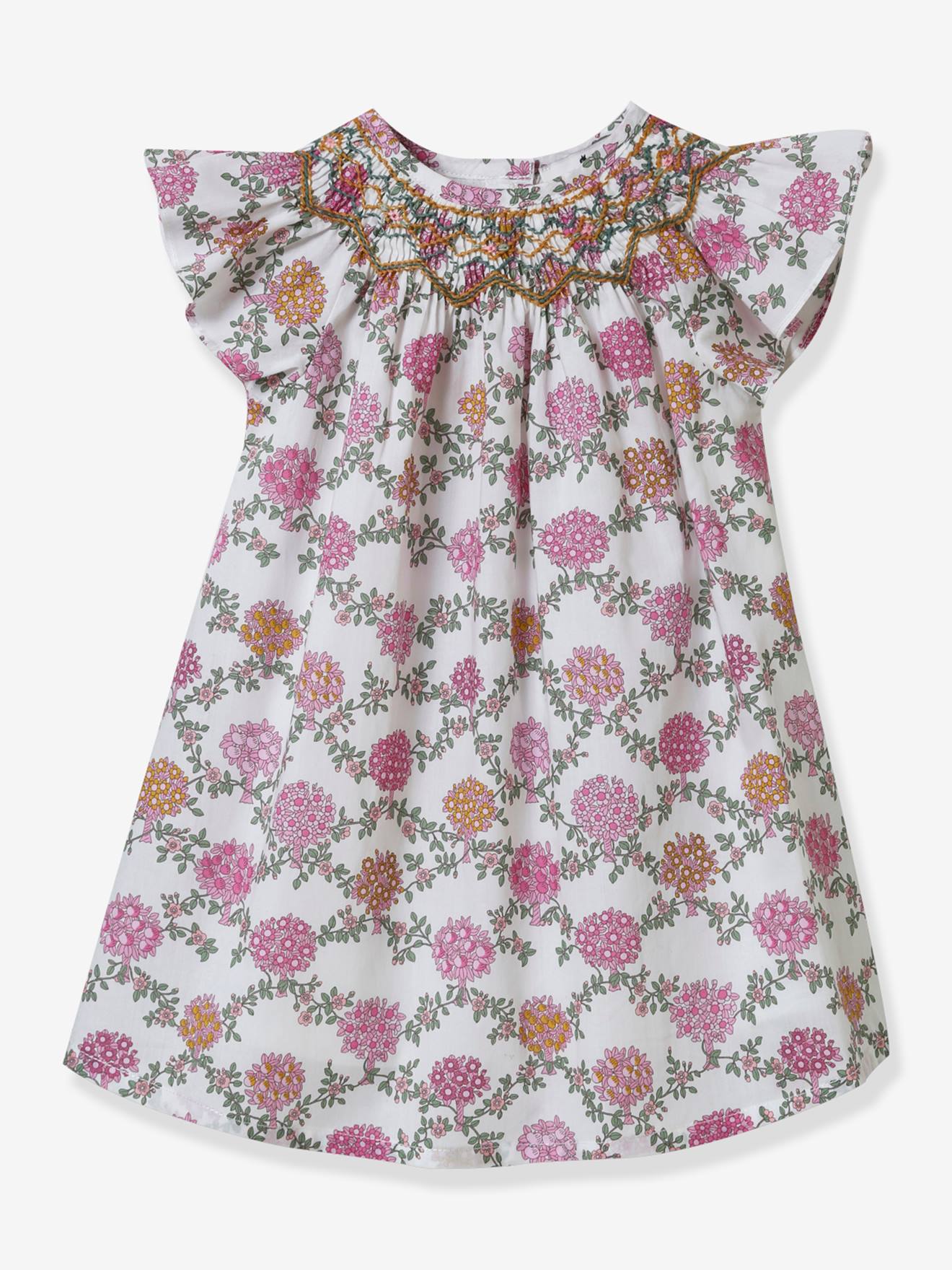 Robe bébé Ana en tissu Liberty® CYRILLUS- Collection fêtes et mariages blanc imprimé