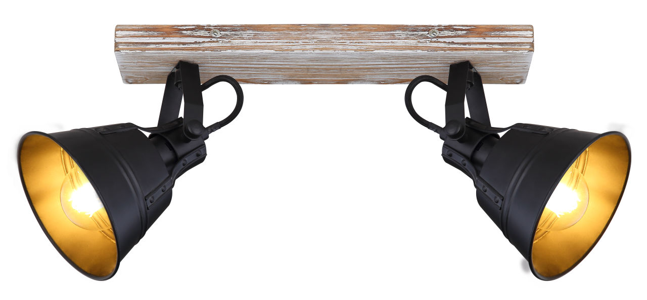 Globo Lighting - GÜNTHER - Strahler Holz weiß, 2x E27