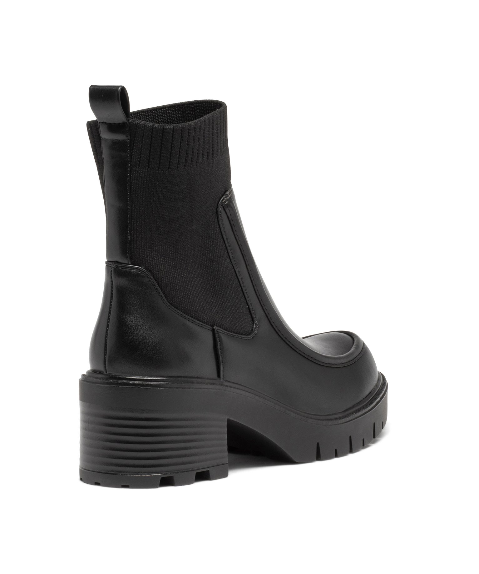 Boots femme unies à talon carré et col chaussette noir | GEMO