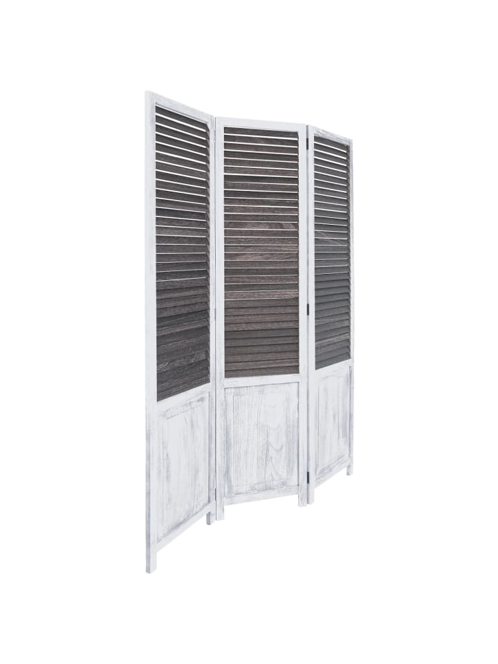 Homestyle4u 3-tlg. Paravent in Weiß mit Schwarz 120x170 günstig kaufen onesize