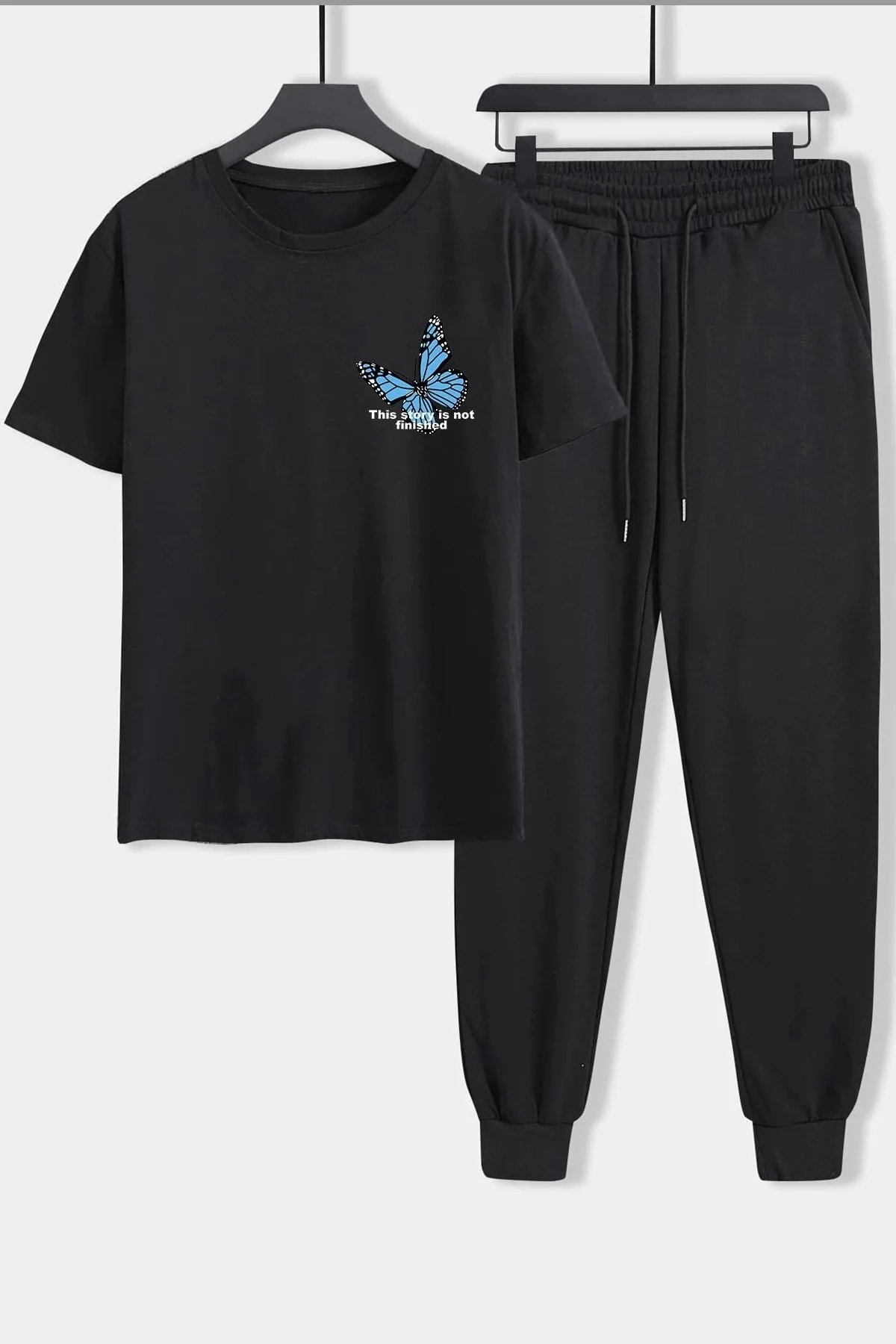 uyguntarz  Zweiteiliges Unisex-Trainingsanzugset mit Schmetterlingsdruck