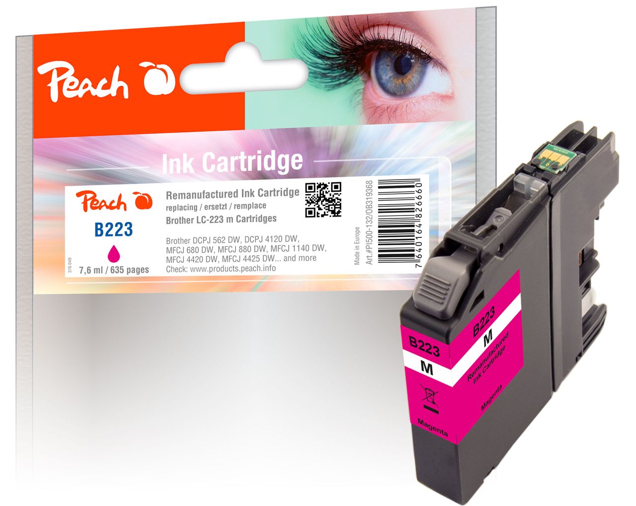 Peach Tintenpatrone magenta ersetzt Brother LC-223M