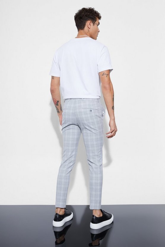 Kurze karierte Super Skinny Hose