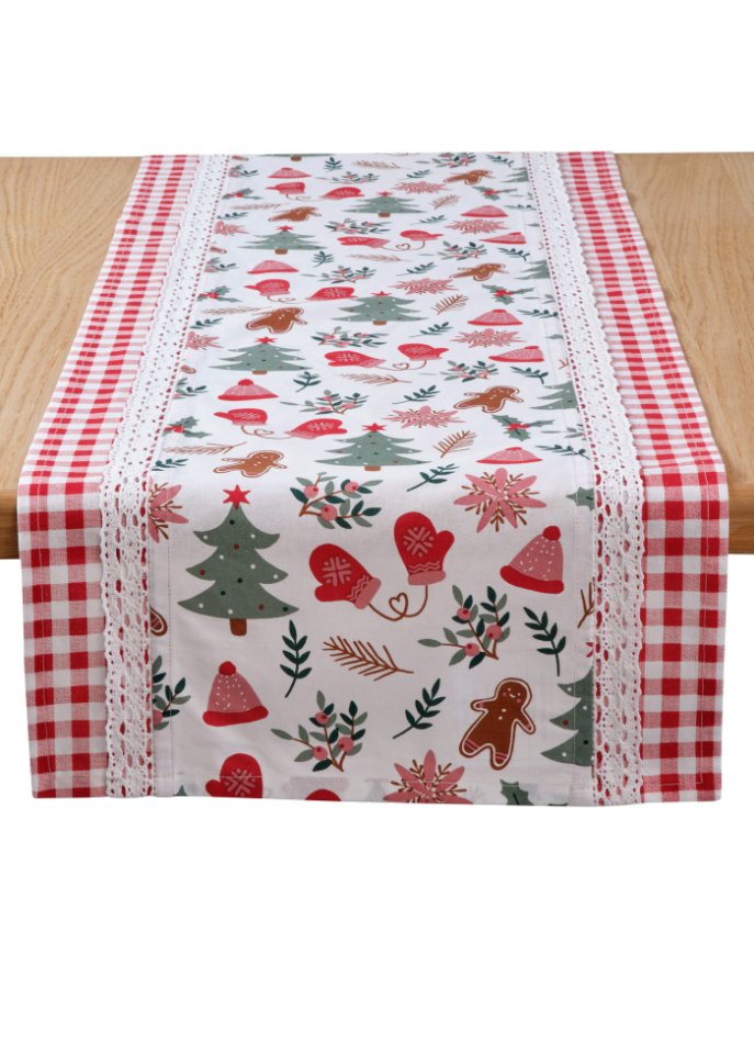 Bio Baumwoll Tischläufer mit Weihnachtsdruck