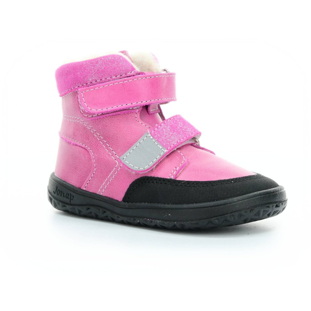 Jonap Falco Winter SLIM rosa mit Wolle gefütterte Barfuß-Stiefeletten