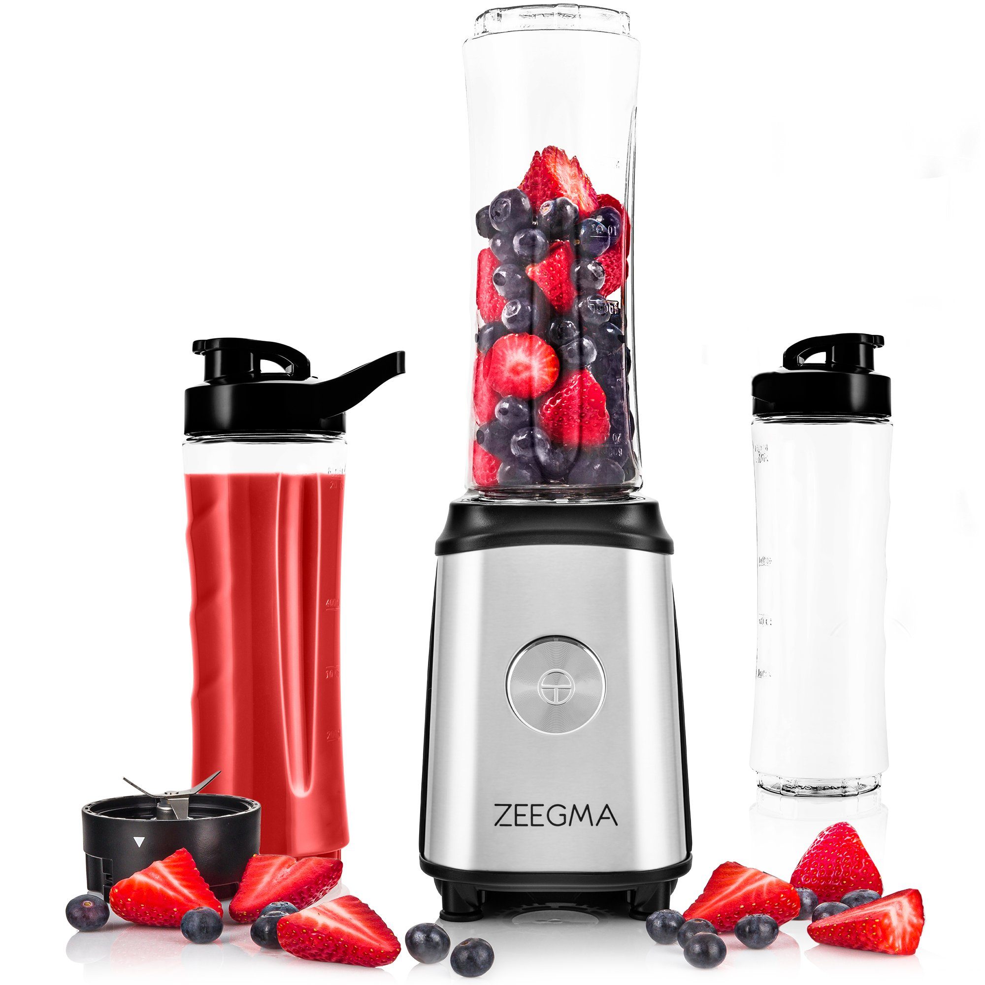 Zeegma Standmixer VITAMINE, 1050 W, 1L Krug Kaffeemühle Edelstahl 2x Sportwasserflasche *ICE-CRUSHER*
