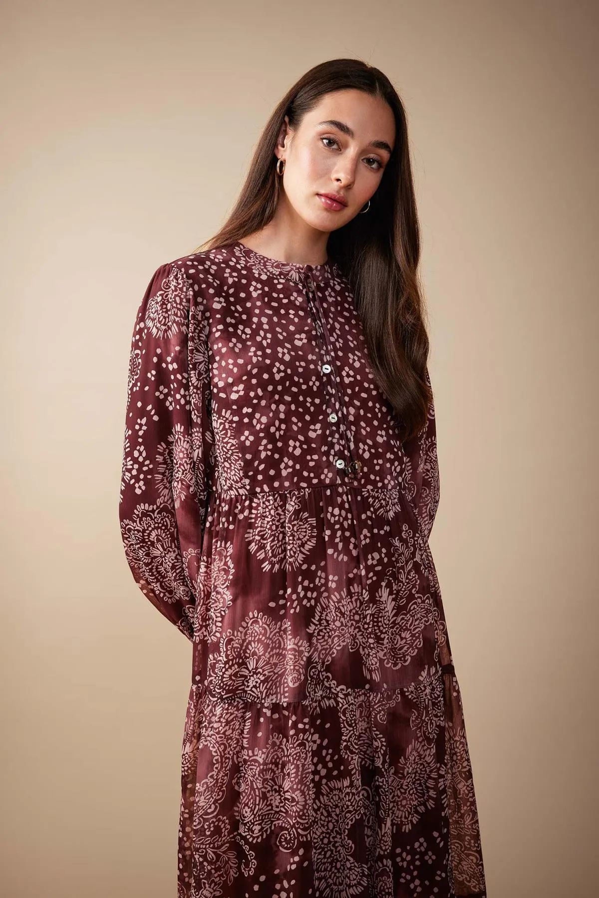 DeFacto  Bedrucktes Chiffon-Langarmkleid