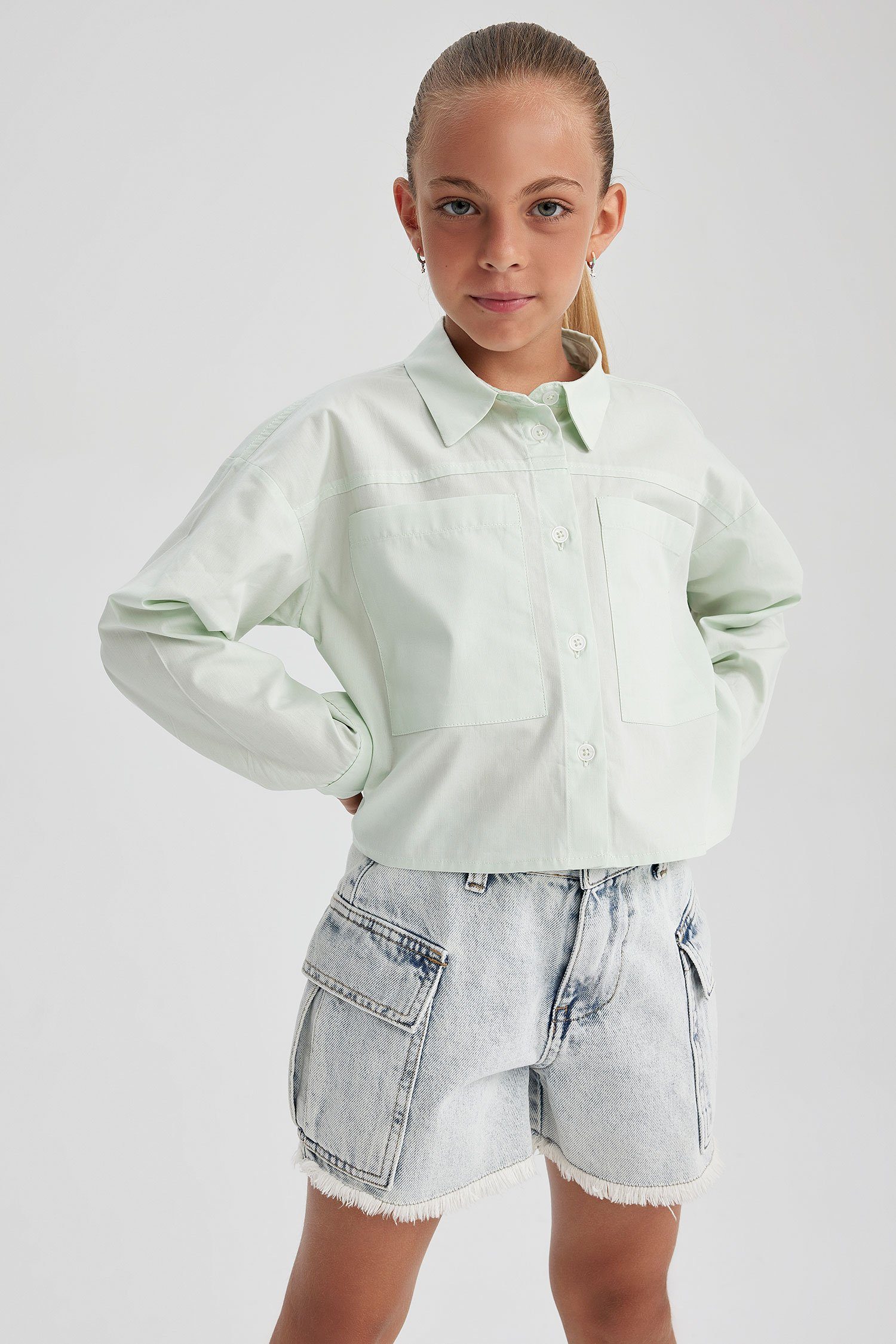 DeFacto Langarmbluse Mädchen Langarmbluse CROPPED FIT