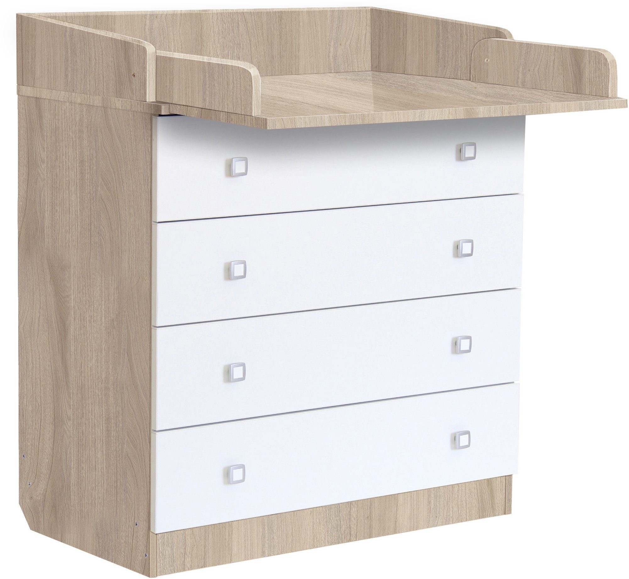 Polini kids Wickelkommode Simple 1580, ulme/weiß, mit aufklappbarem Wickelaufsatz
