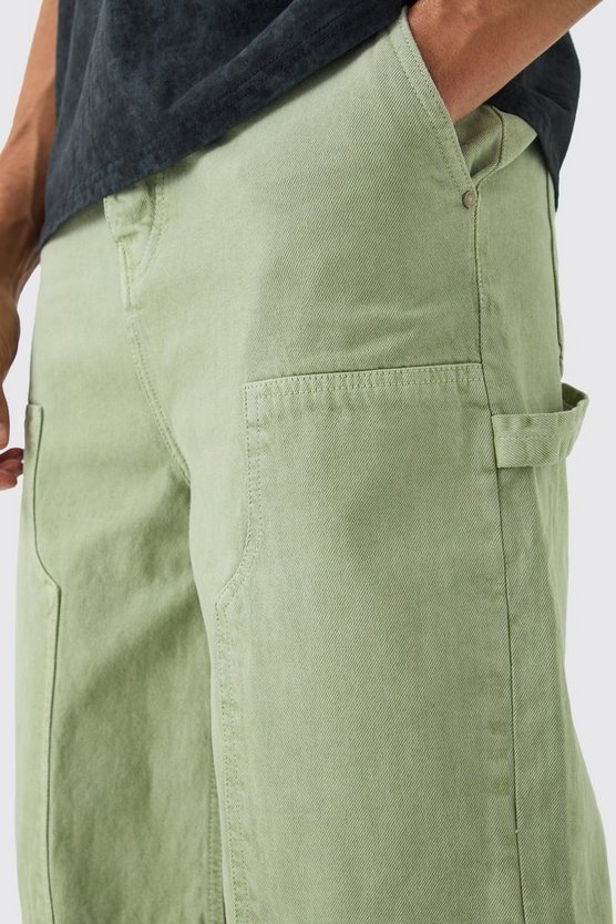 Sage Denim-Jorts mit Carpenter-Detail