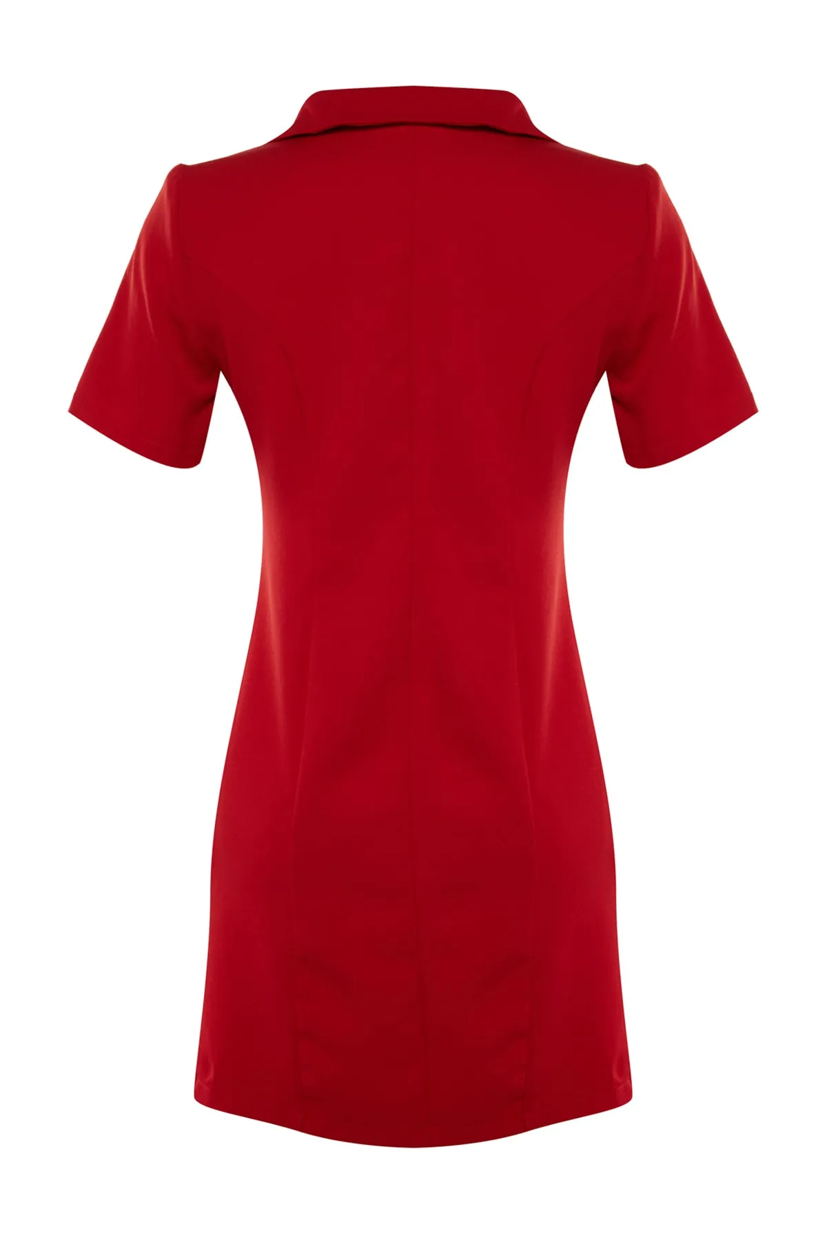 Trendyol Collection  Rote Jacke, gewebtes Minikleid mit Knöpfen und detailliertem Webmuster TWOSS21EL0323