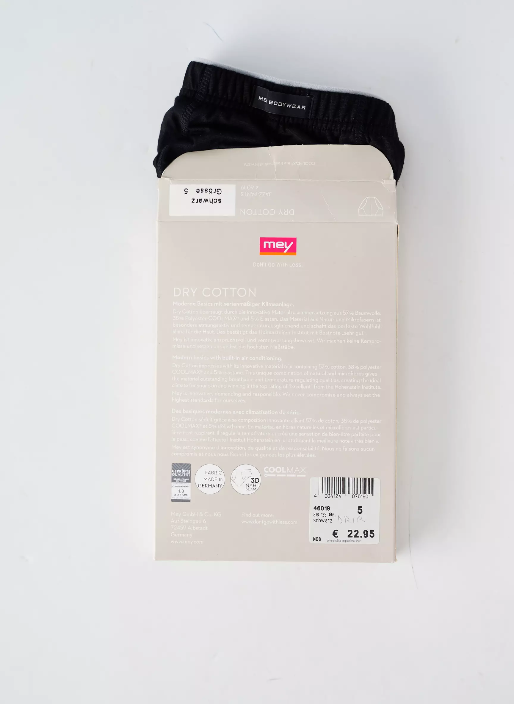 Mey Slips Homme couleur noir