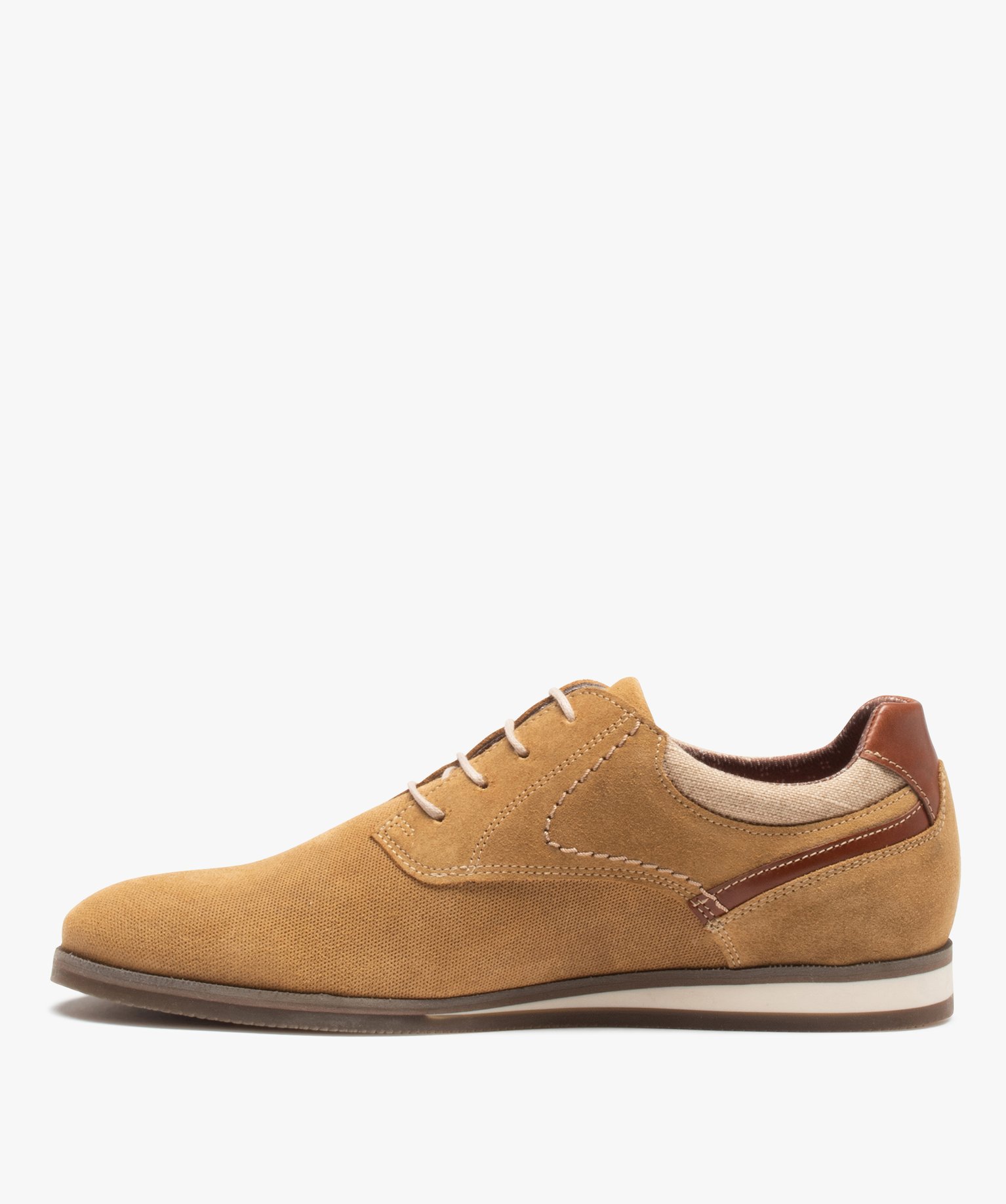 Derbies homme unis dessus cuir perforé - Tanéo beige | GEMO