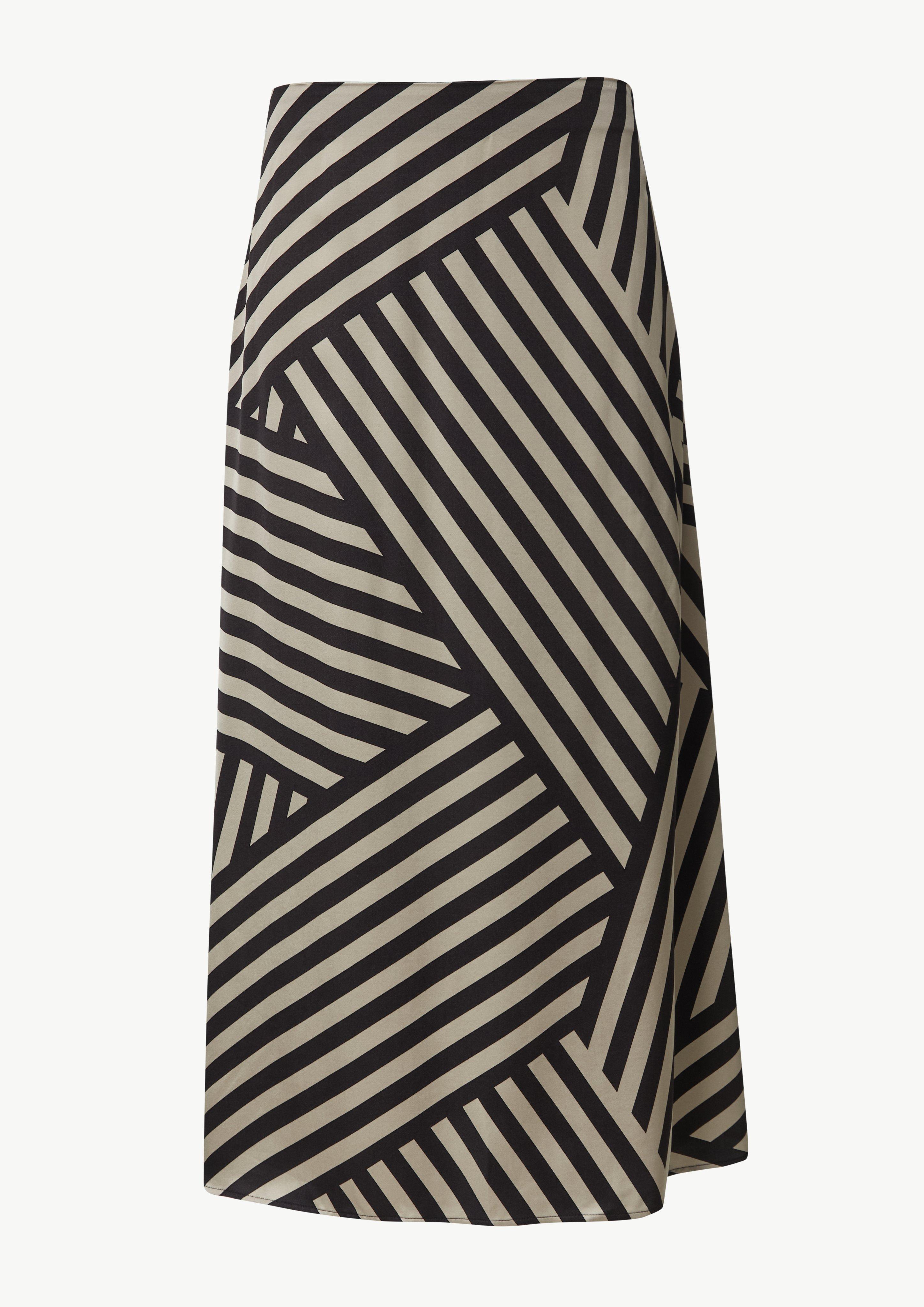 Satin-Rock mit asymmetrischem Streifen-Print - schwarz