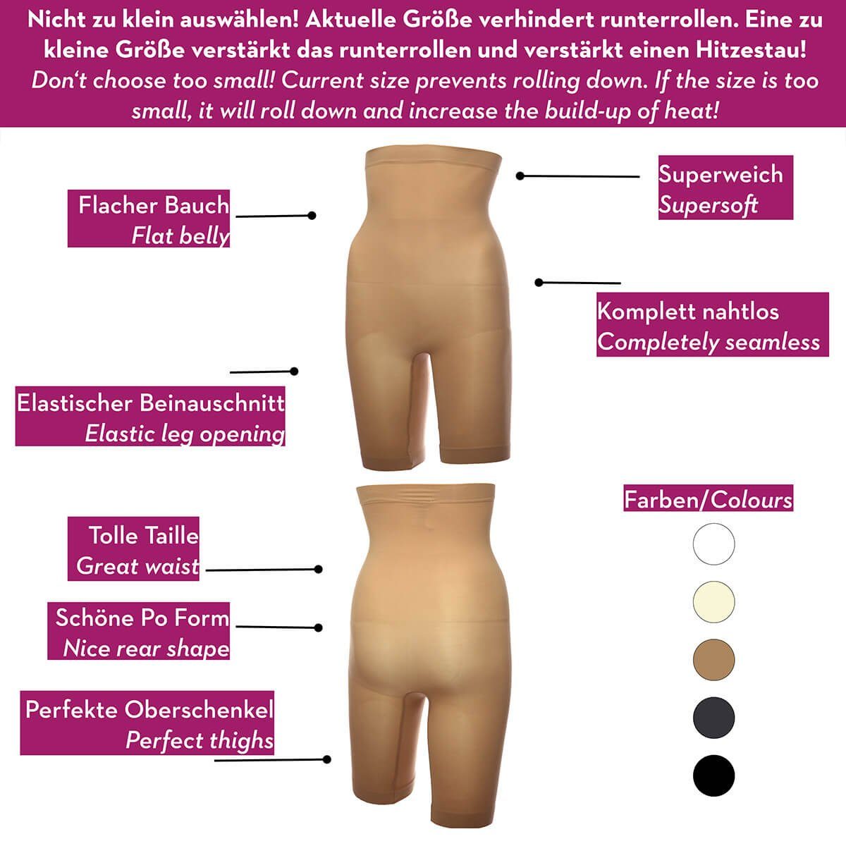 Miss Perfect Miederhose 36821 formgebend und nahtlos mit hoher Taille und Bein