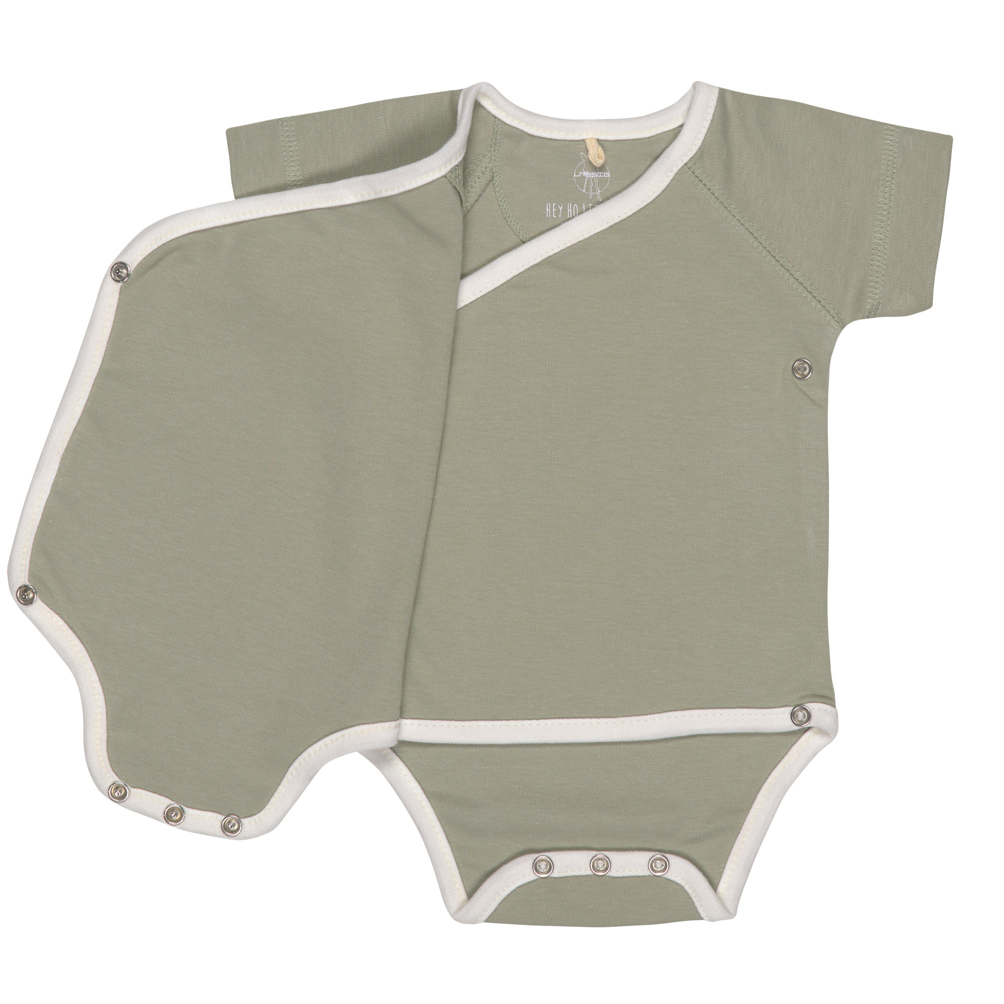 Baby Wickelbody (2er Set) kurzarm - Bio Baumwolle, Rosa Oliv