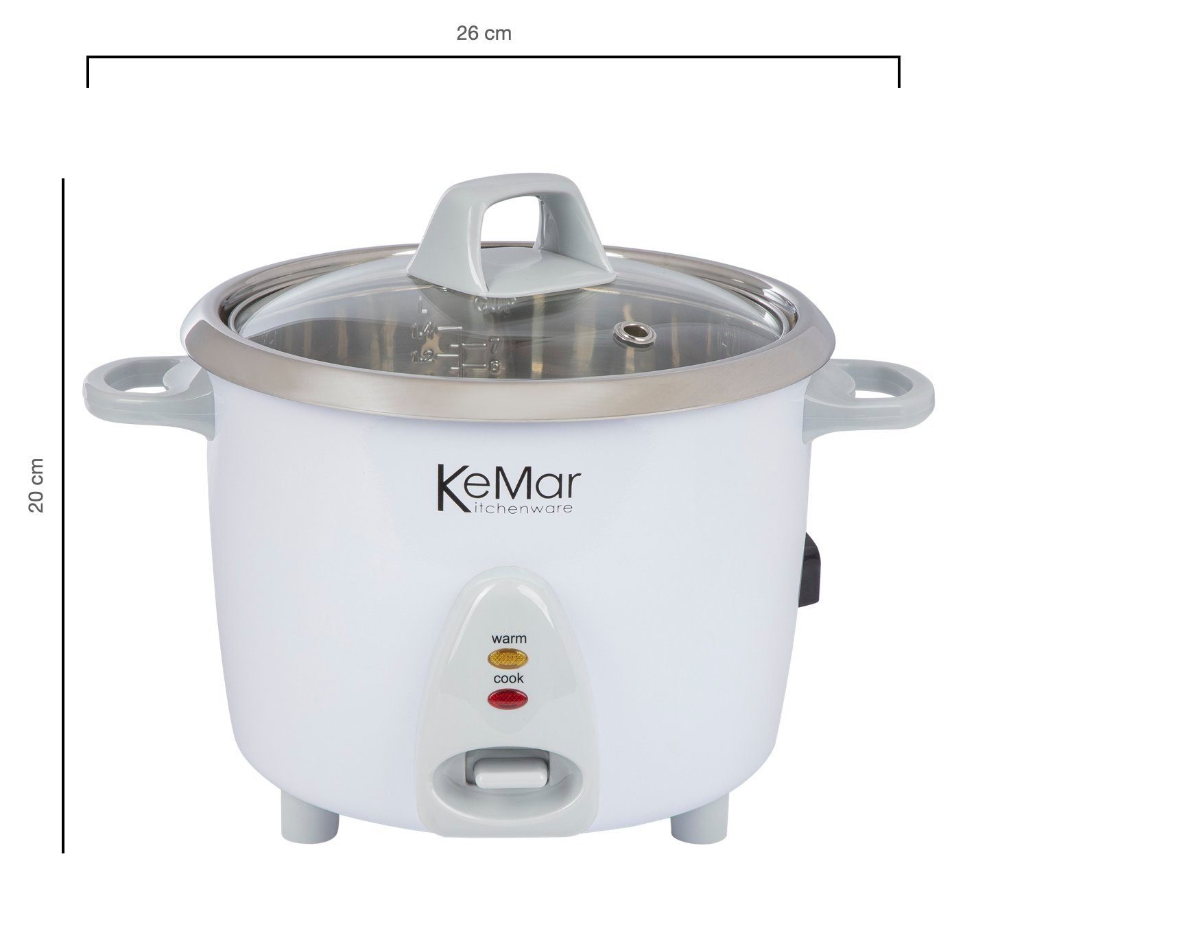 KeMar Kitchenware Reiskocher KRC-100, 300 W, Reiskocher mit Edelstahltopf