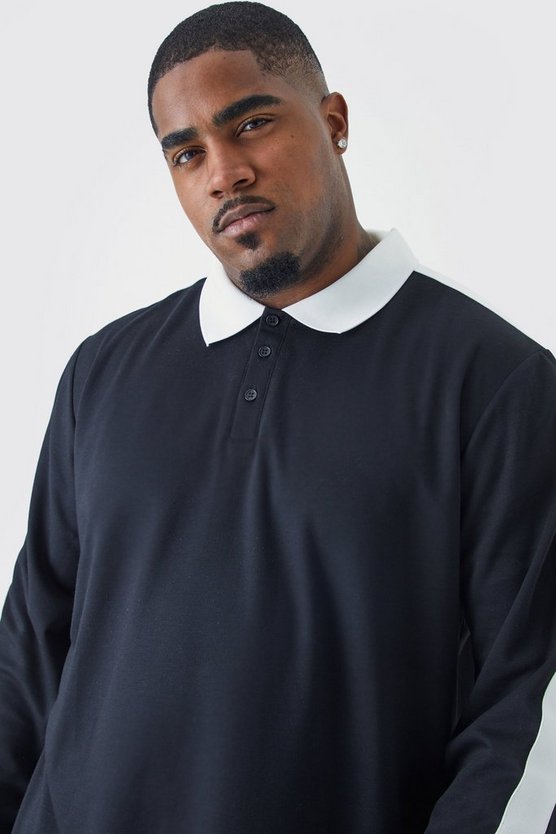 Plus langärmliges Slim-Fit Man Poloshirt