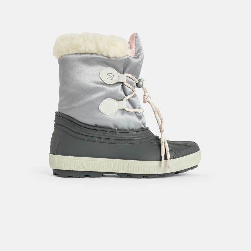 Bottes de neige métallisées grises fille
