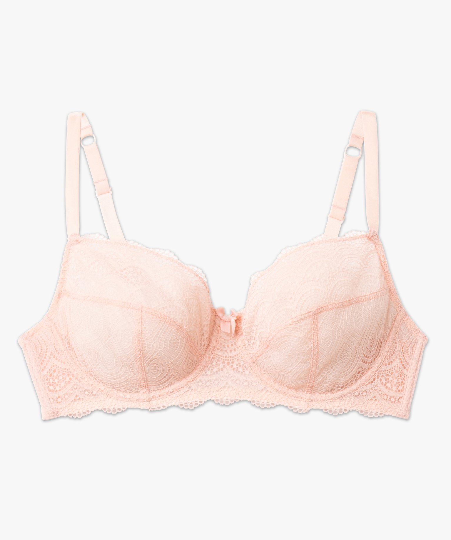 Soutien-gorge emboitant grande taille à armatures en dentelle rose | GEMO