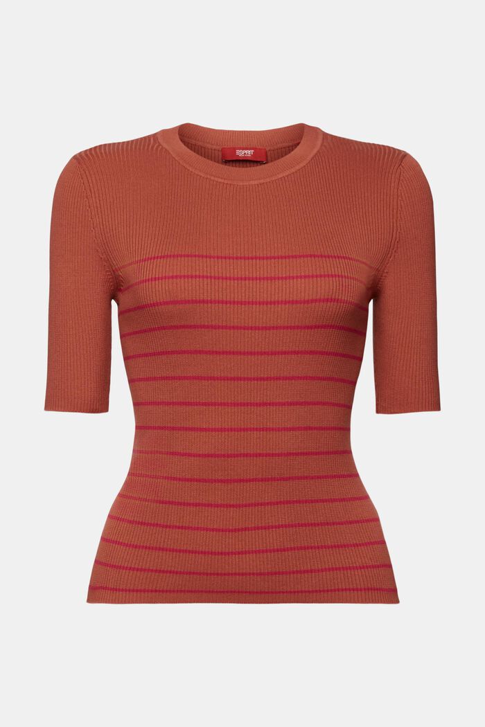 Kurzarmpullover mit Streifen, 100 % Baumwolle